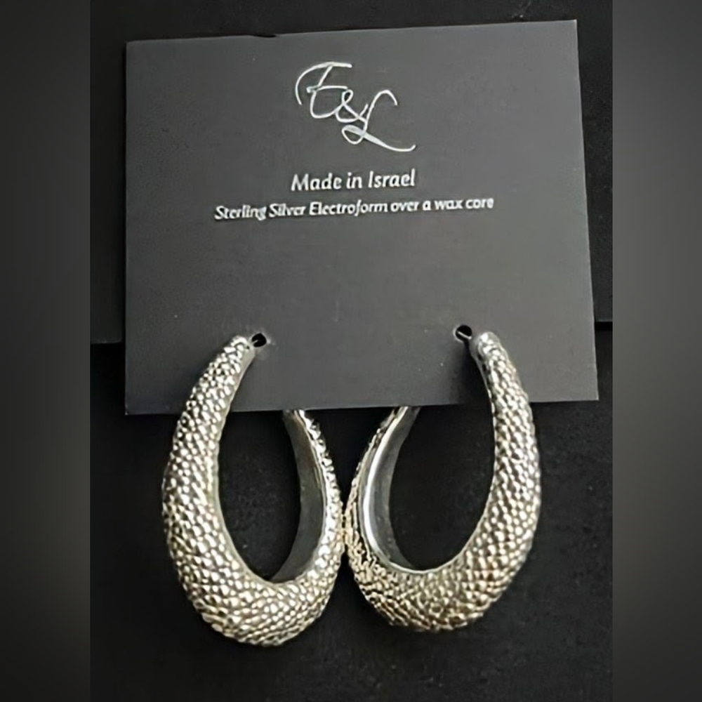 Elegant Silver Textured Hoop Earrings